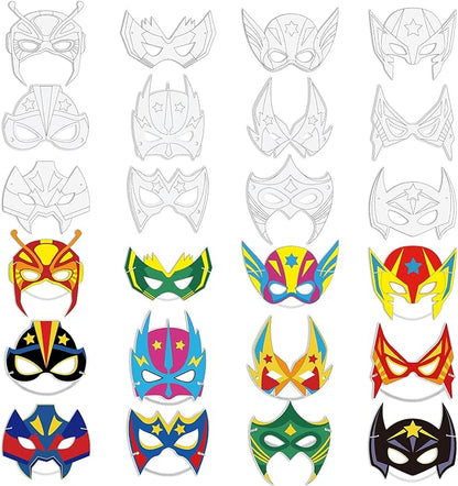 Sosation 72 Pcs Color Your Own Hero Masks Crafts for Kids DIY Paper Blank Hero Masks Making Kits with Ropes for School Class Activities Themed Birthday Party Supplies
