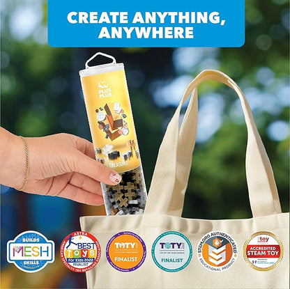 PLUS PLUS 240 Piece Interlocking Building Blocks for Kids, Open Ended Connecting Toys, STEM Bin Classroom Mini Manipulatives - Treasure Mix Play Tube