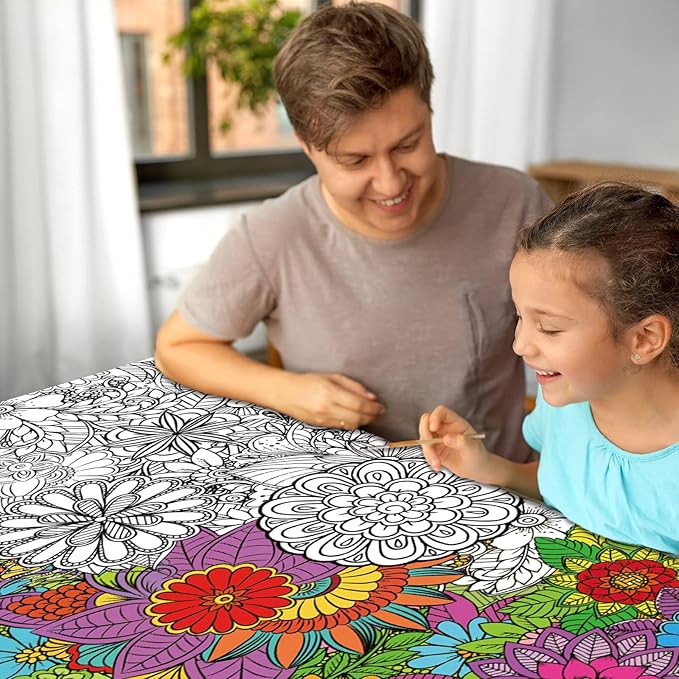 2Pack Jumbo Mandala Coloring Posters 50x30Inch Large Spring Mandala Flower Coloring Page Giant Mandala Coloring Tablecloth Wall Decor for Kids Teens Children Adults Art Craft Activity Party Supplies