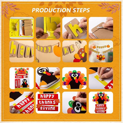 YOMIQIU Thanksgiving Turkey Crafts Kits, DIY Festive Fall Thanksgiving Party Hanging Sign Decor(6 Sets), Thanksgiving Crafts for Kids and Adults at Home Party Decoration School Activities