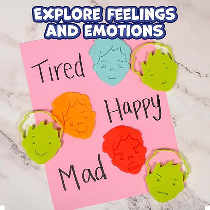 READY 2 LEARN Dough Cutters - 6 Emotions - Playdough Accessories - Dough Cutters for Kids - Clay Tools for Kids - Toddler Art Supplies