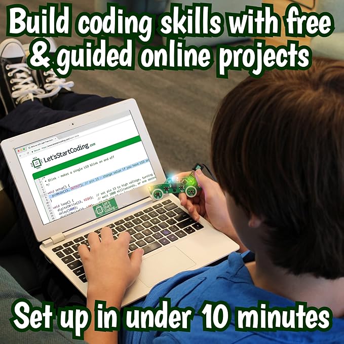 Code Car Kids Coding Toy for Kids 8-12. Boys & Girls Learn Block and Typed C++ Coding with Hands-On Electronics & 40+ Projects Including Custom Horn, Brakelight Beep, and Siren Sounds