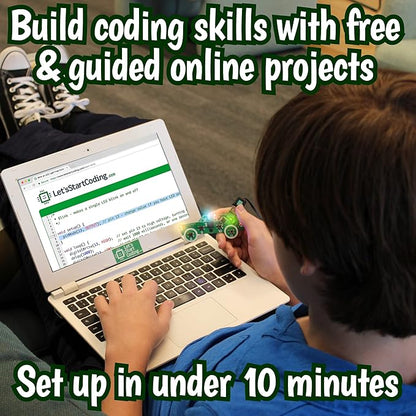 Code Car Kids Coding Toy for Kids 8-12. Boys & Girls Learn Block and Typed C++ Coding with Hands-On Electronics & 40+ Projects Including Custom Horn, Brakelight Beep, and Siren Sounds