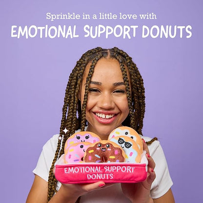 WHAT DO YOU MEME? Emotional Support Donuts by Relatable, Cuddly Stuffed Animals and Toys, Squishy Toys and Plushies, Great Ideas for Loved Ones of All Ages, Includes 5 Plushies with Carrying Basket
