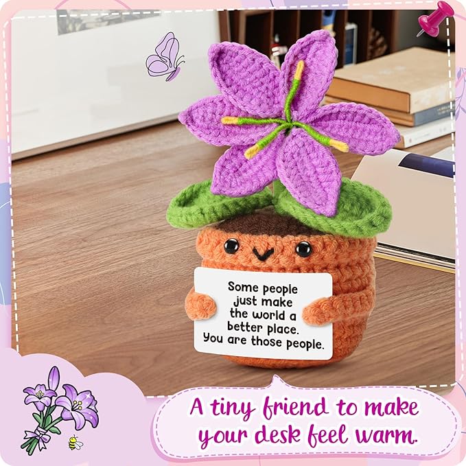 Purple Crochet Lily Flower Doll – Happy Birthday Gift for Women, Thank You Appreciation Gifts for Coworkers, Teachers, Friends, Mothers Day unique Gifts for Mom form Daughter Easter Basket Stuffers