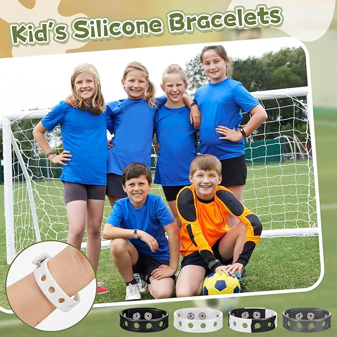 Aoriher 20 Pieces Silicone Charm Bracelets Kids Valentine's Day Silicone Wristband Gift Adjustable Rubber Bracelet with Holes for Shoe Charm First Day of School Party Favors(Black, White, Gray)