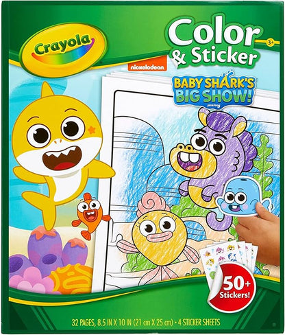 Crayola Baby Shark Coloring Pages and Stickers, Gift for Kids, Ages 3, 4, 5, 6 Color & Sticker
