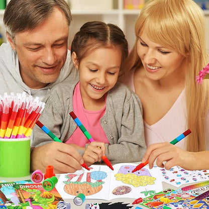 BenLouis 96Pcs Kids Party Favors Mini Coloring Books Crayon Slap Bracelets Stickers Set Bulk for Kids 4-8-12 Classroom Birthday Gifts Goodie Bags Pinata Stuffers School Rewards Crafts Supplies