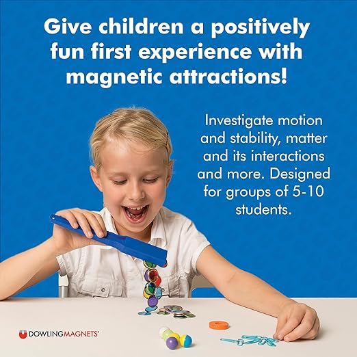 Dowling Magnets Classroom Attractions Comprehensive Magnet Lab: Level 2, Grades 1-3 (Ages 6-9). Classroom Magnets/Science Kit/STEM Kit/Kids Magnets for Classroom/Science Experiments. Item 731302.