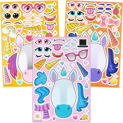 JOYIN 36PCS 9"x6" Make a face Stickers for Kids, Make Your Own Fantasy Unicorn Stickers, Party Favors Kids Crafts, Goodie Bags Stuffers, Classroom Rewards