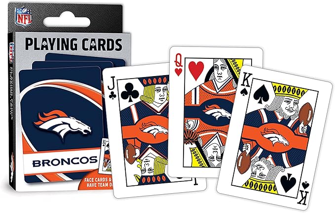 MasterPieces - NFL Playing Cards, Officially Licensed Denver Broncos Football Deck, Family Games for Adults and Kids, Standard Index