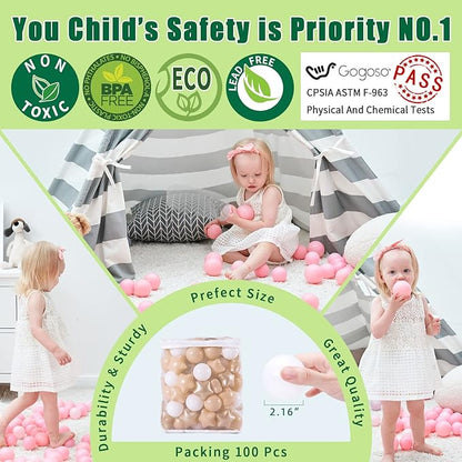 GOGOSO Ball Pit Balls for Toddles, Kids Plastic Balls for BallPit, Pool, Baby Party Accessories, Birthday Decoration 50 100 200 500 1000