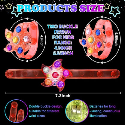 BSTCRAFT 22 Pack LED Light Up Fidget Spinner Bracelets, Glow in The Dark Party Supplies Party Favors for Kids Lights Up Bracelet Goodie Bag Filler Fidget Toy Treasure Box Gifts Birthday Christmas