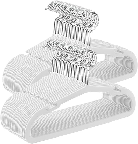 SONGMICS Baby Hangers 50 Pack, 11 x 6.9 Inches, Kids Hangers for Closet, Non-Slip Velvet Hangers, Childrens Hangers, Space-Saving Clothes Hangers, Wide Shoulder Notches, Cloud White UCRF037W01