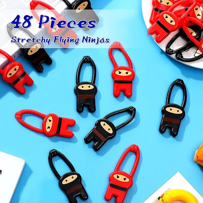 48 Pcs Stretchy Flying Ninjas Stretchable Funny Finger Ninja Slingshot Toys Elastic Stretchy Flying Slingshot Ninja Toys Ninja Party Favors Supplies
