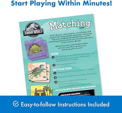 Wonder Forge Jurassic World Matching Game - Glow-in-the-Dark Dinosaur Memory Challenge for Kids Ages 3 and Up - Educational Fun for Family and Preschool Play