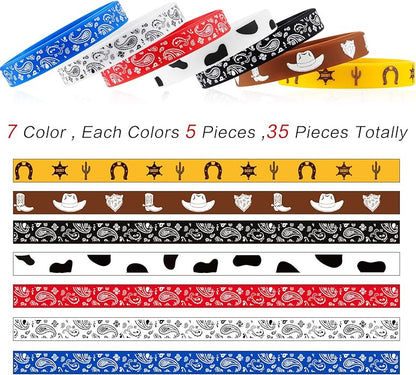 Western Party Bracelets Rubber Bracelets Silicone Stretch Wristbands for Western Themed Parties Birthday Parties