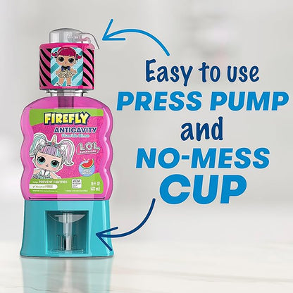 Firefly Kids Anti-Cavity Fluoride Rinse, L.O.L. Surprise!, Wild Melon Flavor, Alcohol Free Formula, ADA Accepted, Helps Prevent Cavities, 16 Ounce