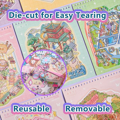 Large Sticker Book Collection, 700+ DIY 3D Sticker Scenes, Premium Reusable Craft Kit for Stress Relief, Mix and Match Creative Sets to Make Stickers for Gifts and Therapy [Lavender]