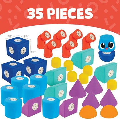 Magnetic Foam Blocks – STEM Preschool Toys for Children, Toddlers, Boys and Girls, The Ultimate Bath Toy – Castle Set, Bath Building Blocks, Engineering Toys for Kids 3-6