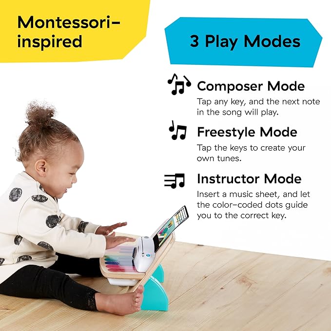 Baby Einstein and Hape Magic Touch Piano Wooden Musical Toddler Toy, Age 6 Months and Up