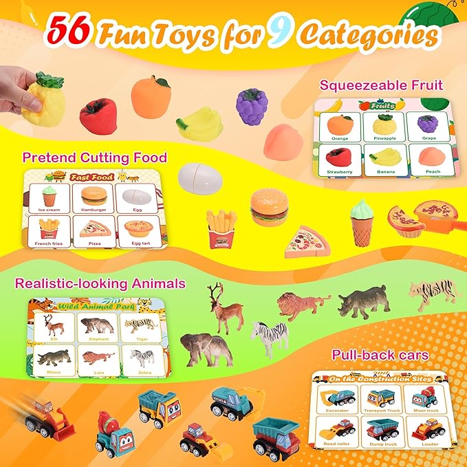 Nicella Sorting Toys for Toddlers, Learning Education Toys Montessori, Multiple Theme Playset, Fine Motor Skills Games, Preschool Learning Activities Sensory Toys for 2+ Year Old Kids Boys and Girls