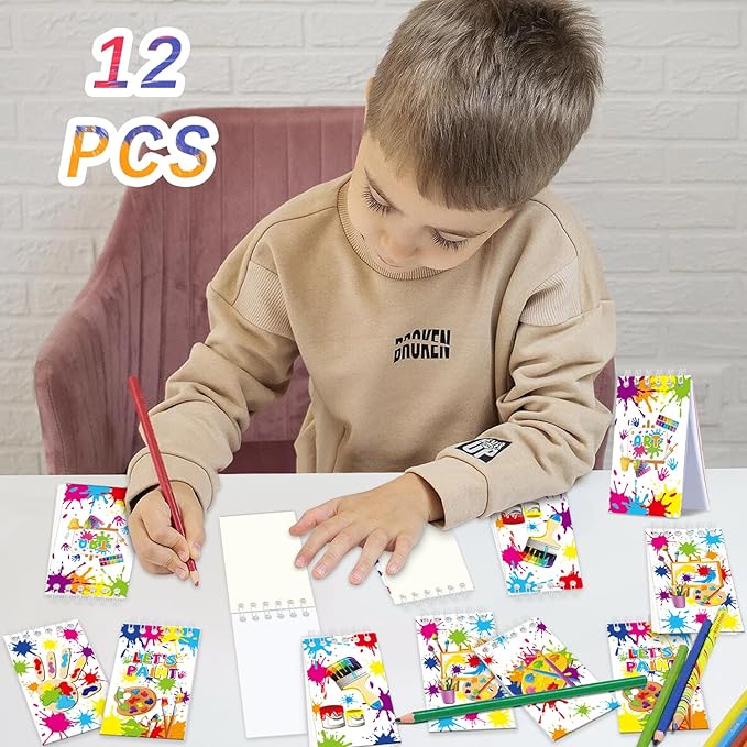 121PCS Art Party Favors Set, Paint Party Favors for Kids, 49 Stickers, 12 Tattoo Stickers, 12 Button Badges, 12 Mini Notepads, 12 Slap Bracelets, 12 Keychains, 12 Goodie Bags for Boys Girls Painting