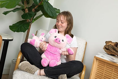 Hug Babies Cute Mini Plush Stuffed Animal Bracelet for Kids | Soft & Cuddly Portable Comfort Adorable On-The-Go Companion for Travel School & Adventures Ages 2+ (Harper The Pig)