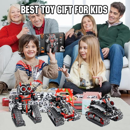 Remote Control Robot Building Kit for Boys 6-12, 3-in-1 STEM Remote & APP Controlled Coding Gear Robot/Tank/RC Car, 419 Pcs Science Learning Educational Building Blocks Toy Set Gift for Kids