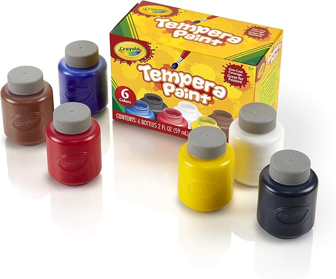 Crayola Tempera Paint, Kids Painting Supplies, 2oz Bottles, 6 Count