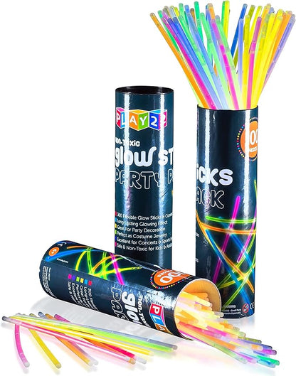 300 Pc 8” Ultra Bright Glow Sticks Bulk Party Pack - Halloween Glow in The Dark Party Favors - Glowsticks Party Supplies Pack Necklaces and Bracelets