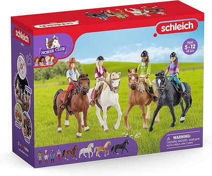Schleich Horse Club Ride Out 40-Piece Playset Horse Gifts for Girls & Boys Ages 5+ with 4 Horse Rider Girls, 4 Horse Toys and Horse-Riding Accessories