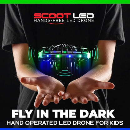 Force1 Scoot LED Hand Operated Drone for Kids or Adults - Hands Free Motion Sensor Mini Drones, Easy Indoor Flying Orb Ball Small UFO Toy for Boys and Girls (Green/Blue)
