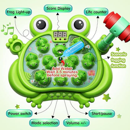 HopeRock Toys for 2 3 4 5 Year Old Boy,Toddler Toys Age 2-4, Whack A Frog Game,with 5 Modes,45 Levels,9 Music Spray and Light-up, Baby Toy Gifts for Early Learning, Birthday Gift for Toddler Boy Toys