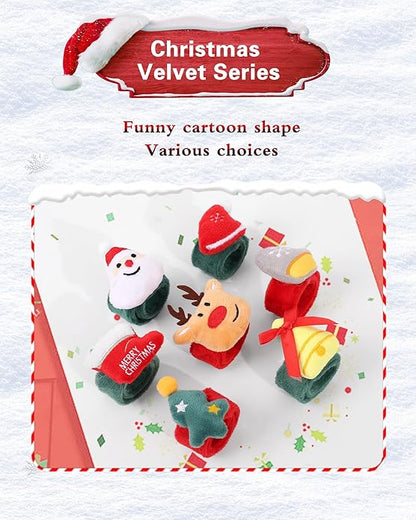 Christmas Decorations Christmas Slap Bracelets for Kids Bulk Wristbands Christmas Decor Christmas Bracelets with Christmas Santa Deer Christmas Tree Hat Slap Gifts