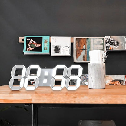 EDUP HOME 15" 3D LED Digital Wall Clock, Large Decor Wall Clock, 12/24H, Time/Date/Temperature Display, Adjust Brightness, Easy Read Time,for Office/Living Room/Meeting Room/Kitchen