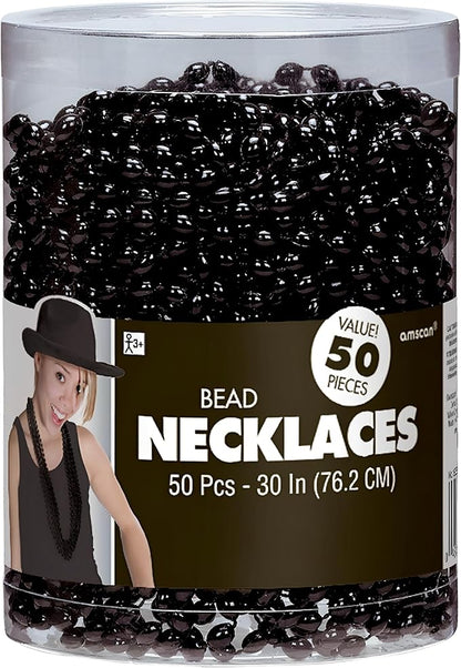 Sparkling Black Metallic Oval Bead Party Necklaces (50 Pcs.) - 30" - Elegant & Vibrant Accessories - Perfect for Any Occasion