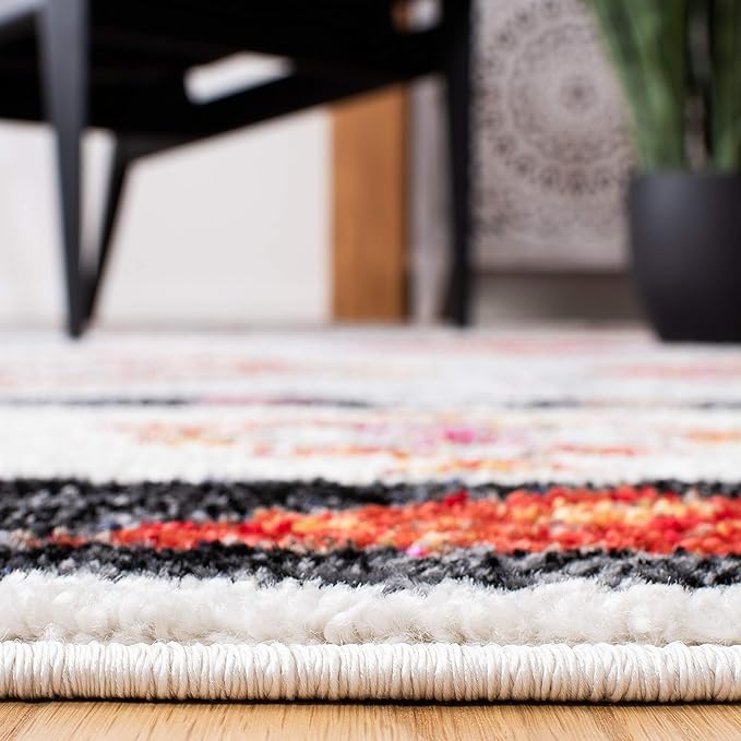 SAFAVIEH Adirondack Collection Runner Rug - 2'6" x 8', Grey & Red, Boho Tribal Design, Non-Shedding & Easy Care, Ideal for High Traffic Areas in Living Room, Bedroom (ADR245F)
