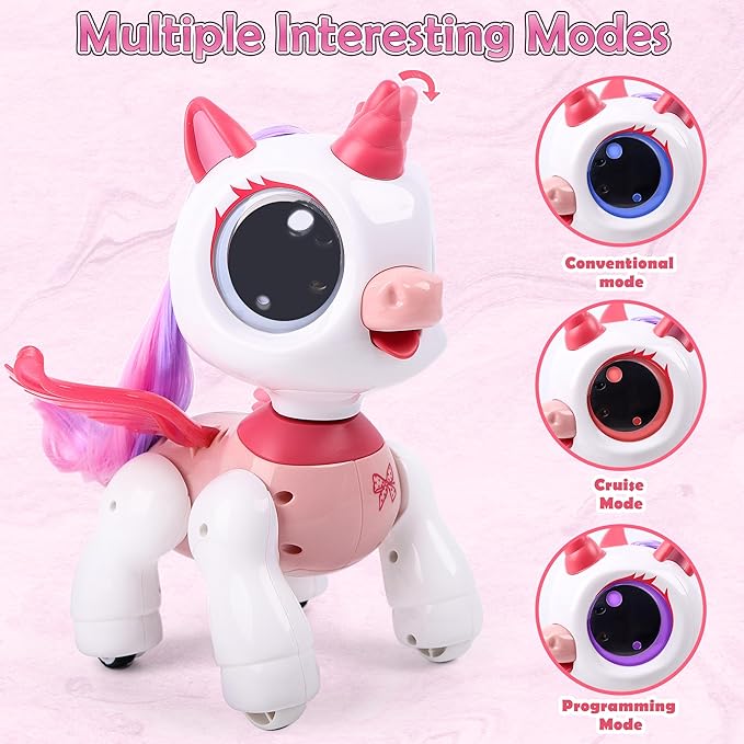 Remote Control Unicorn for Girls - Companion Pet Toys Electronic Pink Pegasus,Music and Waking Robot Christmas Birthday for Children 3 4 5 6 7 8 Years Old
