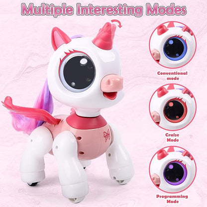 Remote Control Unicorn for Girls - Companion Pet Toys Electronic Pink Pegasus,Music and Waking Robot Christmas Birthday for Children 3 4 5 6 7 8 Years Old