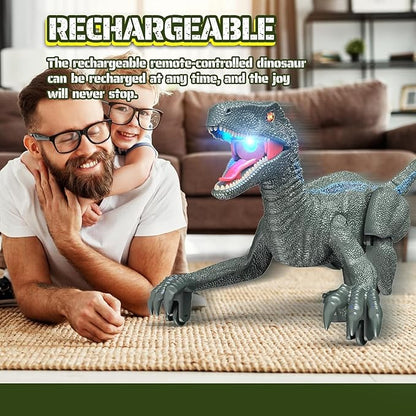 Remote Control Dinosaur, Realistic Dinosaur Toys for Kids, 2.4GHZ, Walking,Rechargeable, 3D Eyes, 3 Sound Effects, Demo Function, Jurassic Toys for Christmas, Kids 3-5 3+