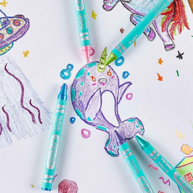 Crayola Pearl Crayons, Pearlescent Colors, 24 Count, Coloring Supplies, Gift for Kids, Ages 3, 4, 5, 6