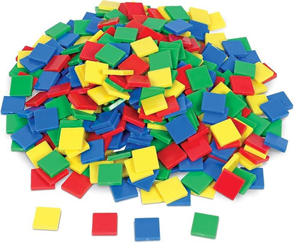Learning Resources Square Color Tiles, Counting, Sorting Toy, Set of 400 in 6 Colors, Ages 3+
