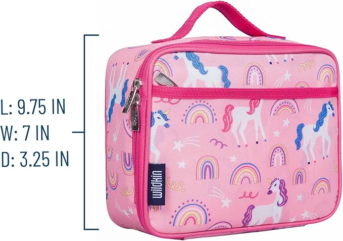 Wildkin Kids Insulated Lunch Box Bag for Boys & Girls, Reusable Kids Lunch Box is Perfect for Elementary, Ideal for Snack Bento Bags (Rainbow Unicorn)