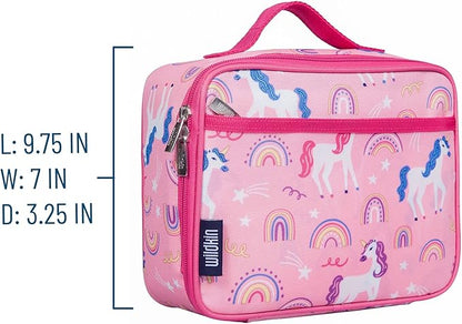 Wildkin Kids Insulated Lunch Box Bag for Boys & Girls, Reusable Kids Lunch Box is Perfect for Elementary, Ideal for Snack Bento Bags (Rainbow Unicorn)
