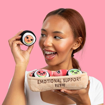 Emotional Support Sushi by Relatable, Cuddly Stuffed Animals and Plushies Set, Small Gifts for Mom, Includes 5 Sushi Plush Toys with Carrying Basket, for Mom