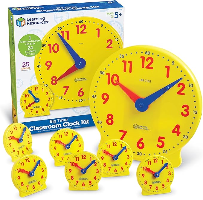 Learning Resources Classroom Clock Kit -25 Pieces, Ages 5+ Clock for Kids, Learning to Tell Time, Clocks for Teaching Time, Teacher and Classroom Supplies