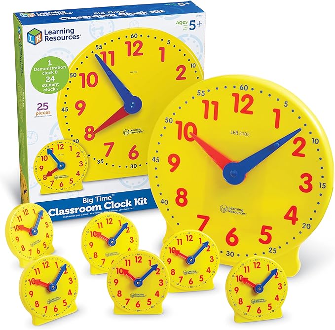 Learning Resources Classroom Clock Kit -25 Pieces, Ages 5+ Clock for Kids, Learning to Tell Time, Clocks for Teaching Time, Teacher and Classroom Supplies
