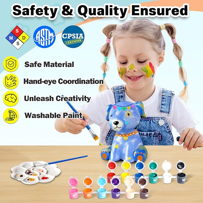 Paint Your Own Dog Lamp Kit - Arts and Crafts Supplies Puppy Painting Kits for Kids Teens Adults, DIY Night Light Toy for Toddler Girl Boy Ages 3 4 5 6 7 8 9 10 11 12 13+ Birthday Easter Holiday Gift