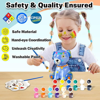 Paint Your Own Dog Lamp Kit - Arts and Crafts Supplies Puppy Painting Kits for Kids Teens Adults, DIY Night Light Toy for Toddler Girl Boy Ages 3 4 5 6 7 8 9 10 11 12 13+ Birthday Easter Holiday Gift